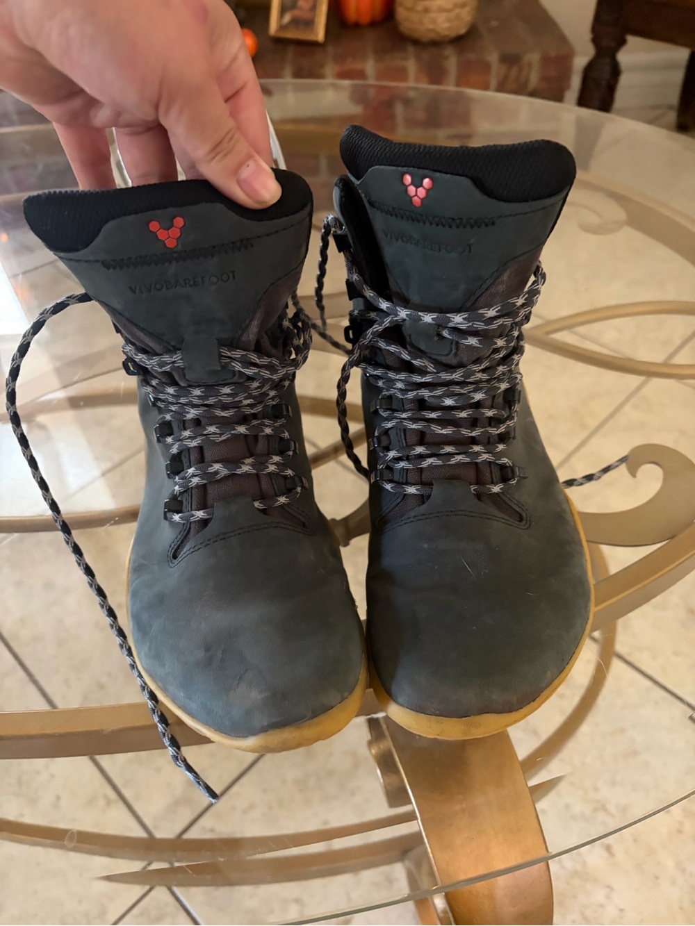 Vivobarefoot Tracker Women's Dark Gray Lace-Up Hiking Boots with Tan Soles